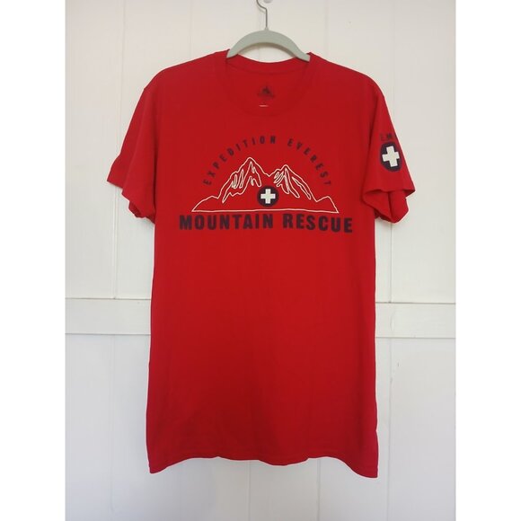 Disney Expedition Everest Mountain Rescue T-Shirt Mens L Red Cotton Short Sleeve - Picture 1 of 11